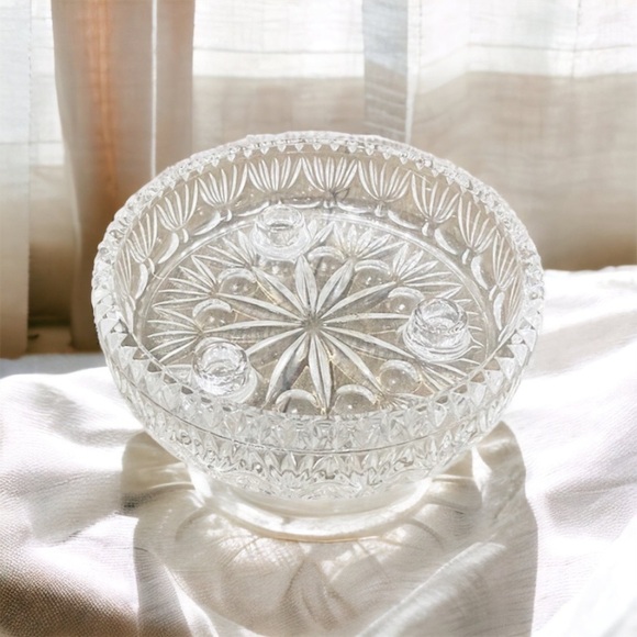 Vintage Fostoria for Princess House 3 taper candle lead crystal centerpiece 80s - Picture 2 of 8